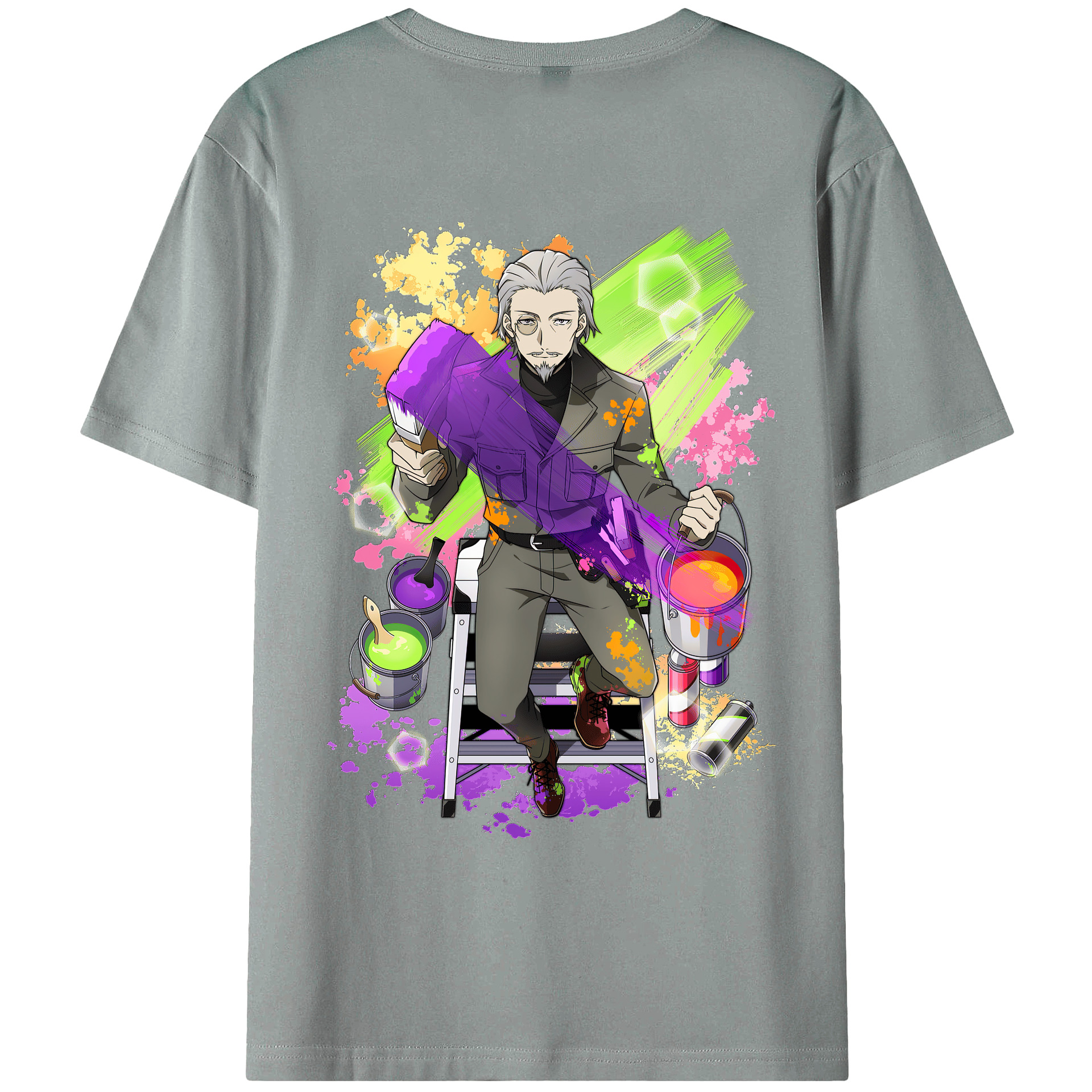 （画像用） 文豪ストレイドッグス Bungo Stray Dogs 綿100％ メンズ半袖Tシャツ（バックプリント） 通気性